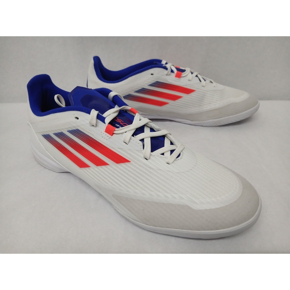 Adidas F50 League Indoor Soccer Shoes White Solar Red Blue Men's Size 9.5 IF1395